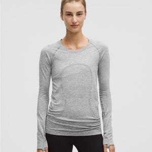 Lululemon Swiftly Tech Long Sleeve Shirt 2.0 Hip Length, slate/white